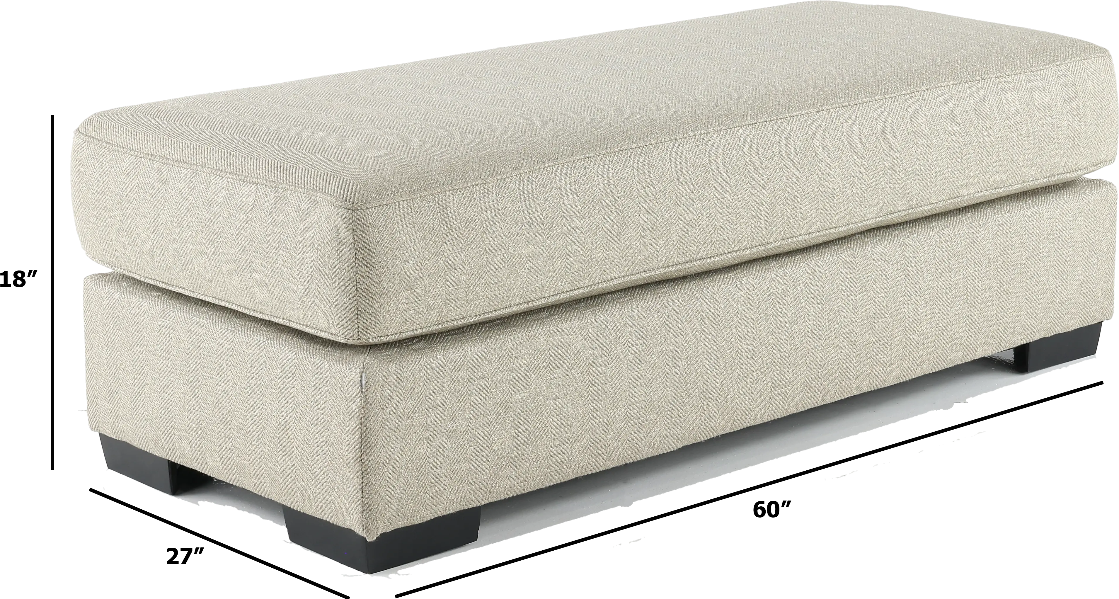 Raven Flax Gray Ottoman