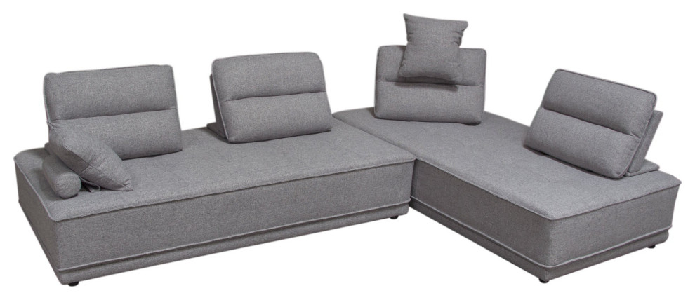 Slate 2 Piece Lounge With Moveable Backrest Supports  Gray Fabric   Transitional   Indoor Chaise Lounge Chairs   by Kolibri Decor  Houzz