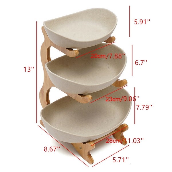 3 Tier Ceramic Fruit Basket Holder Dining Table Fruit Tray