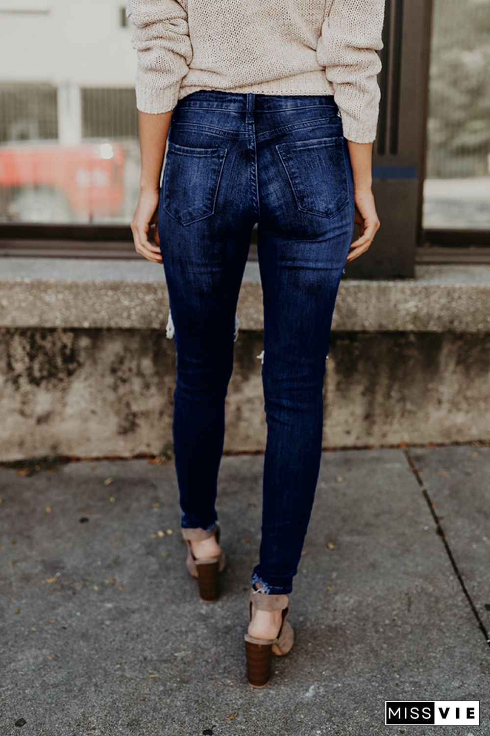 Black Ripped Washed Jeans