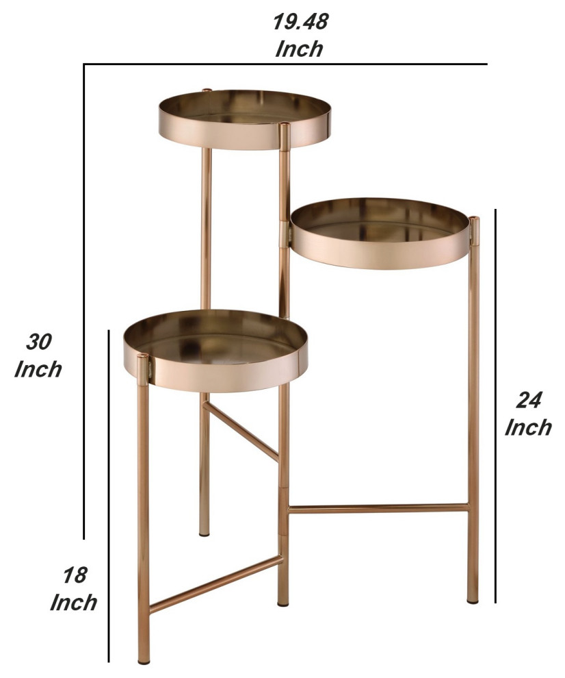 Plant Stand With 3 Tier Design And Folding Metal Frame  Gold   Contemporary   Plant Stands And Telephone Tables   by VirVentures  Houzz