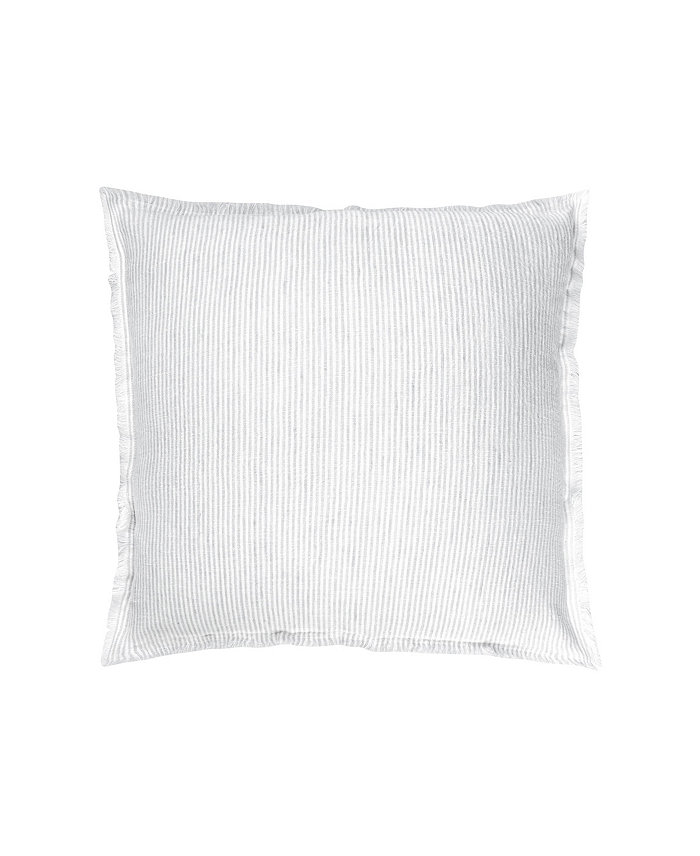 Anaya Home Light Grey and White Striped Linen Down Alternative Throw Pillow