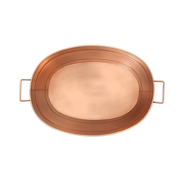 Oval Galvanized Tub With Side Handles Copper Plated Achla Designs