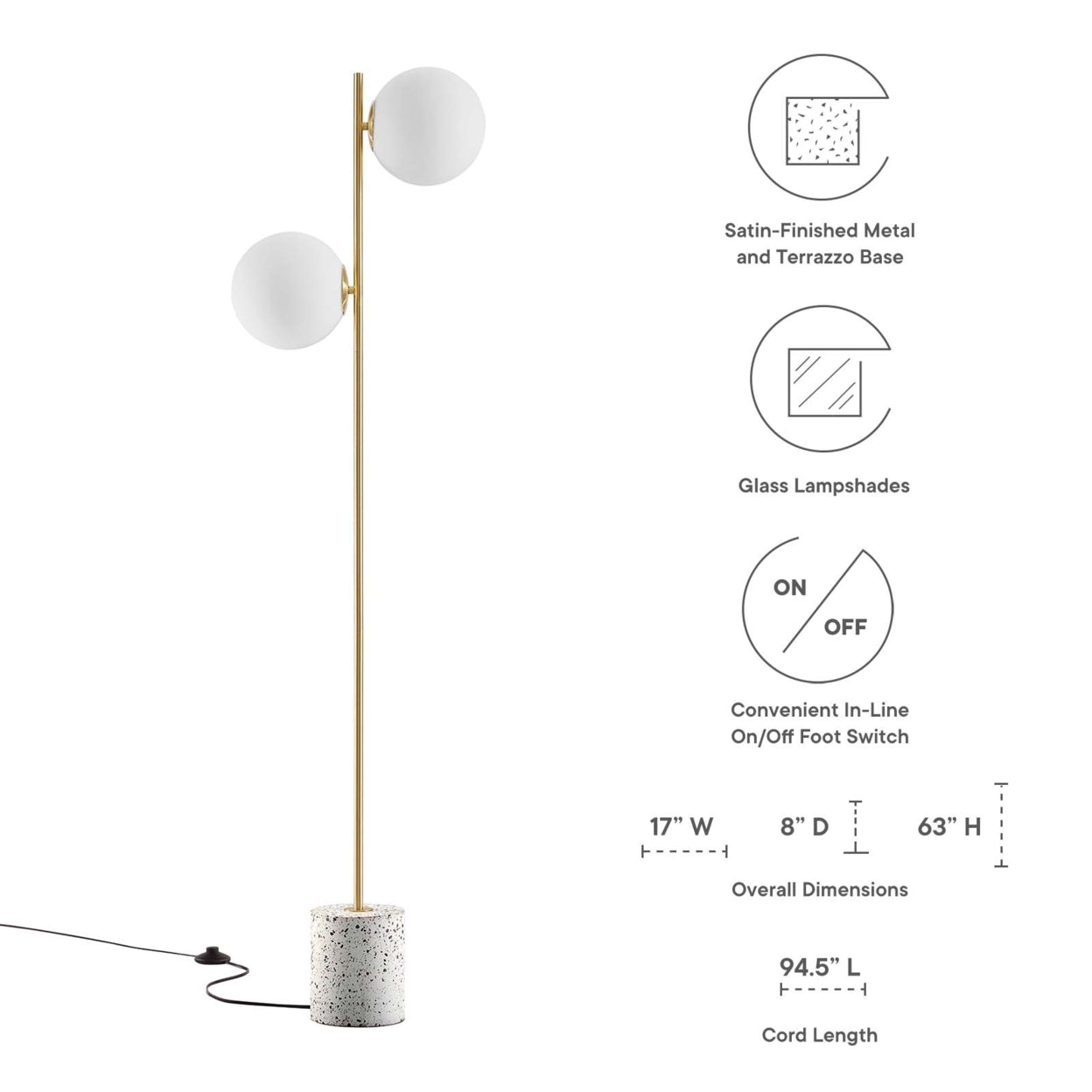 Logic Terrazzo Floor Lamp-EEI-5628-WHI