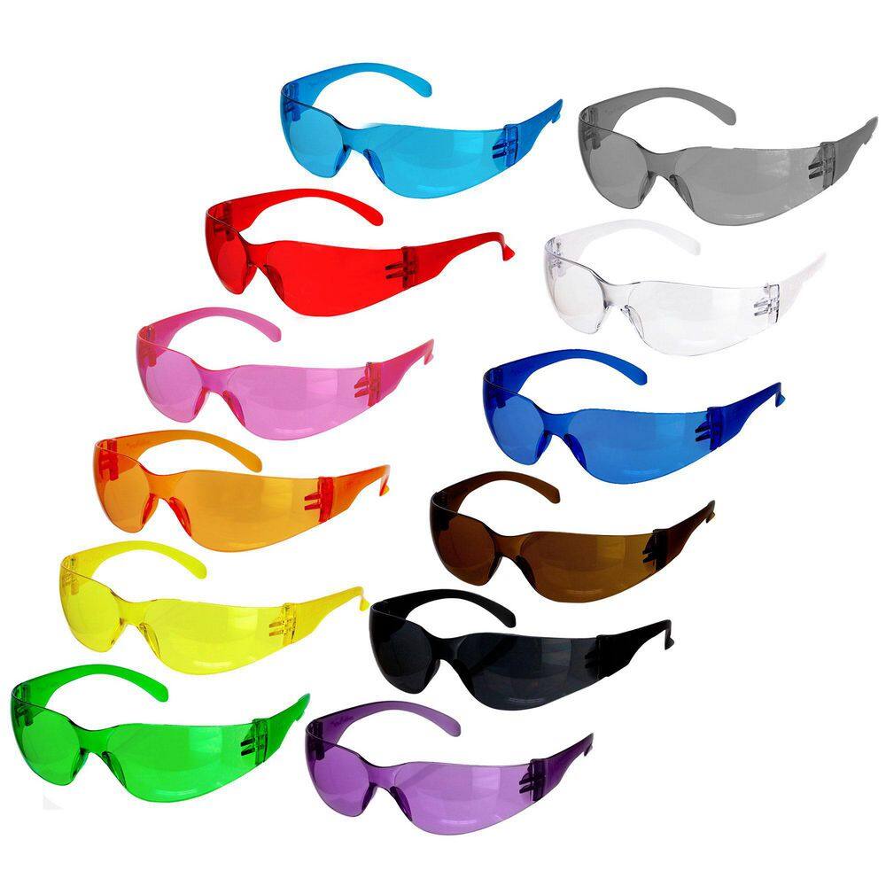 Safe Handler Safety Glasses Polycarbonate Lens Full Color Variety Pack (12-Box) BLSHESCRCLCTSGA