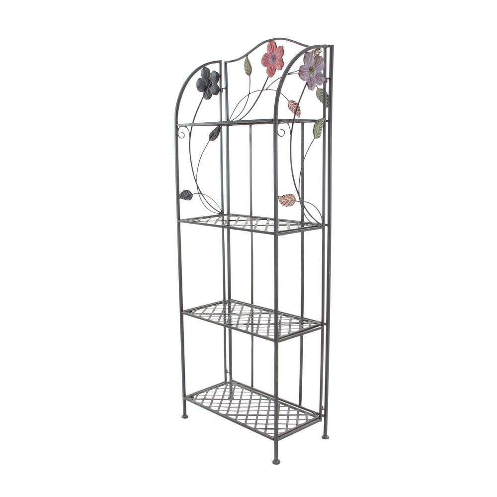 Black Metal Traditional Bakers Rack 68 x 25 x 12   25 x 12 x 68