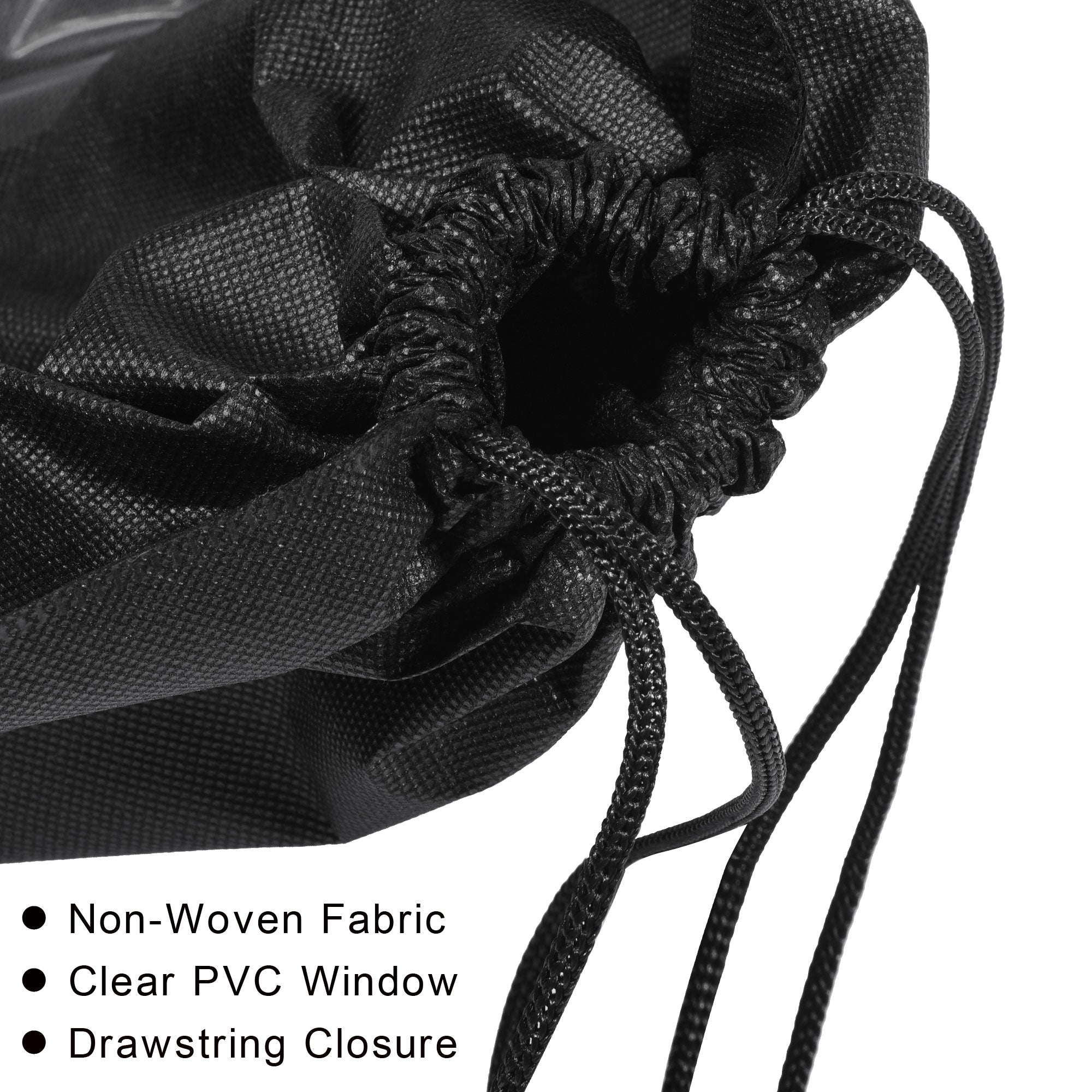 Uxcell 19.7'' Handbag Dust Cover Drawstring Bag for Handbags Purses NonWoven Fabric Black 10pcs