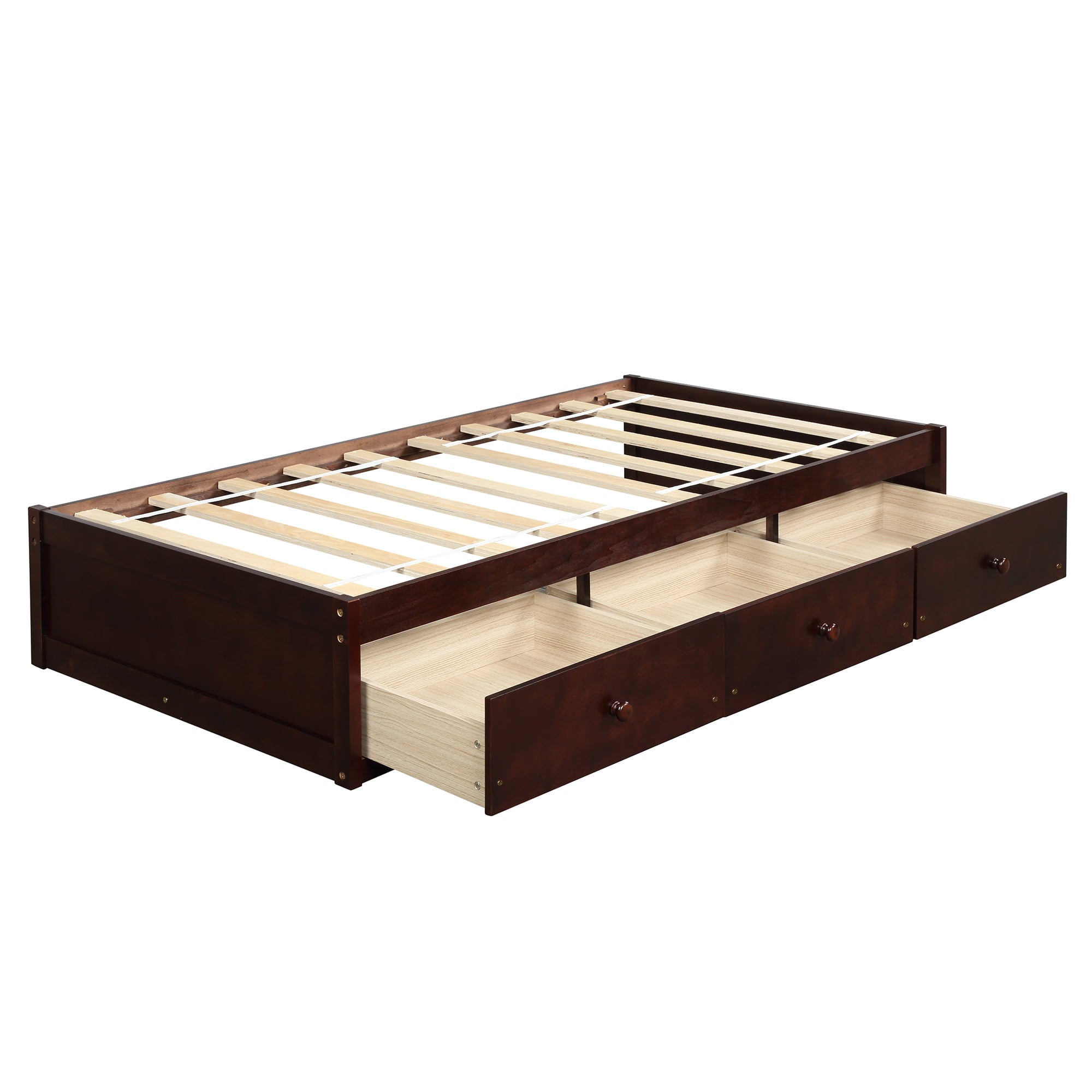 Twin Bed with Storage Platform Bed with 3 Drawers Captain Bed Frame