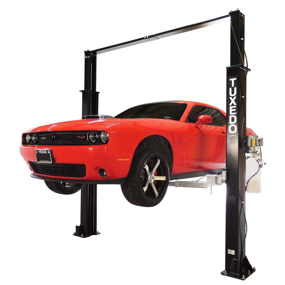 TUXEDO Asymmetric 2 Post Car Lift Clear Floor 9000 lbs. Capacity Heavy Duty in Black TP9KAC-TUX