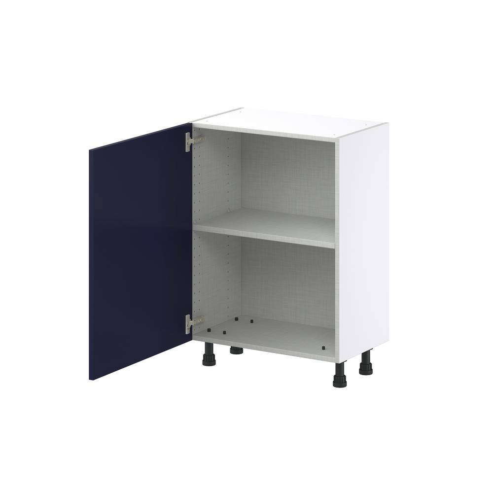 J COLLECTION 24 in. W x 14 in. D x 34.5 in. H Devon Painted Blue Shaker Assembled Shallow Base Kitchen Cabinet with a Door DSB2414FH(LR)-DV