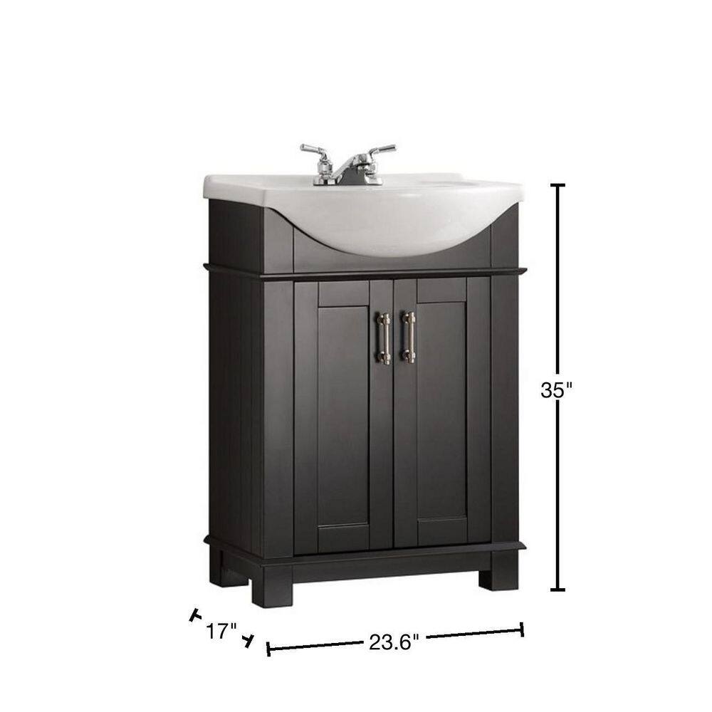 Fresca Hudson 24 in. W Traditional Bathroom Vanity in Black with Ceramic Vanity Top in White with White Basin FVNHD0102BL-CMB