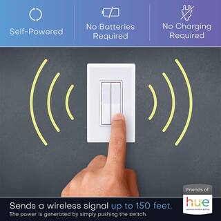 RunLessWire Click for Philips Hue Wireless Dimmer Light Switch FOH-DSWH