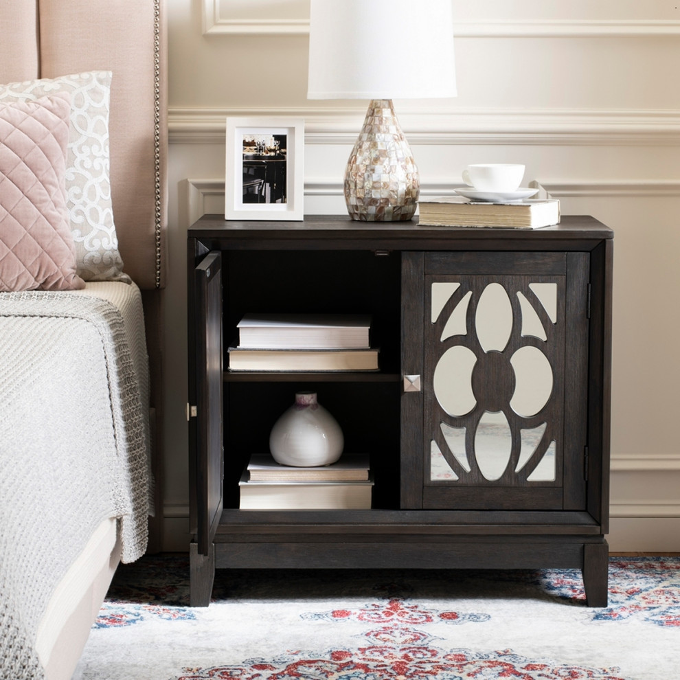 Kay 2 Door Chest Dark Espresso/ Black Mirror   Modern   Accent Chests And Cabinets   by Virgil Stanis Design  Houzz