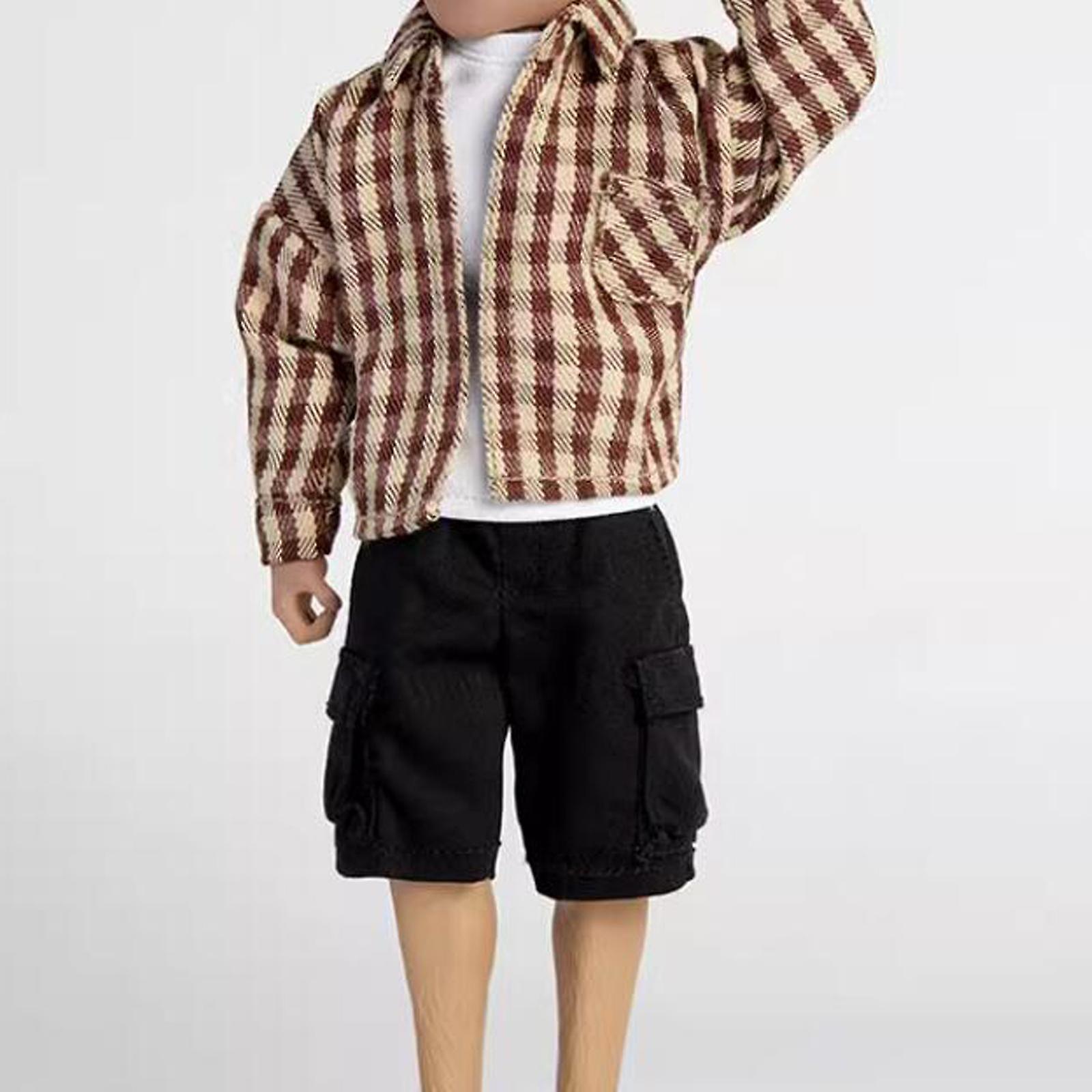 1/12 Scale Shirt T Shirt Pants Set For 6 Inch Doll Model Male Action Figures Yellow Plaid