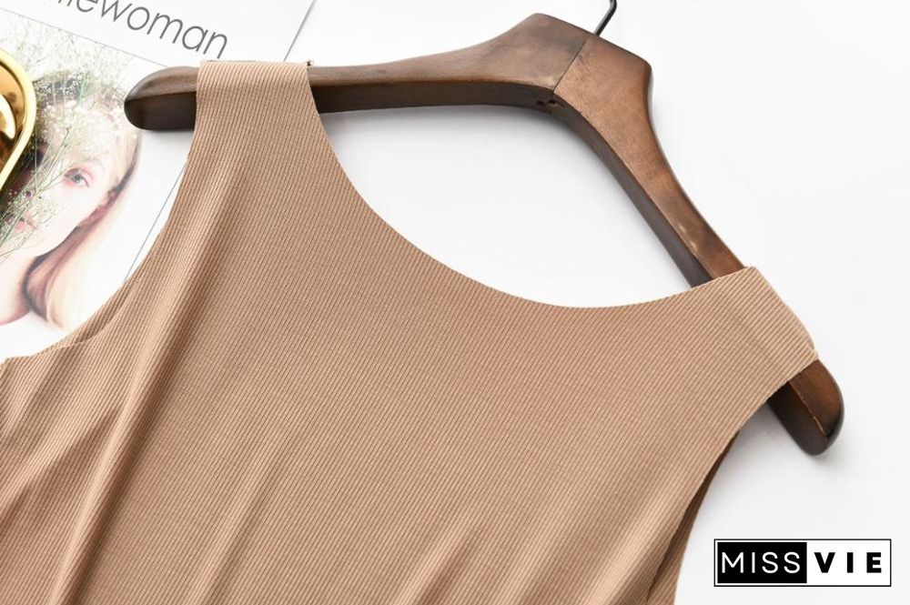 Spring Summer Tank Tops Women Sleeveless Round Neck Loose T-Shirt Ladies Vest Singlets Camisole Cotton Rib Slim Ladies Thin Vest