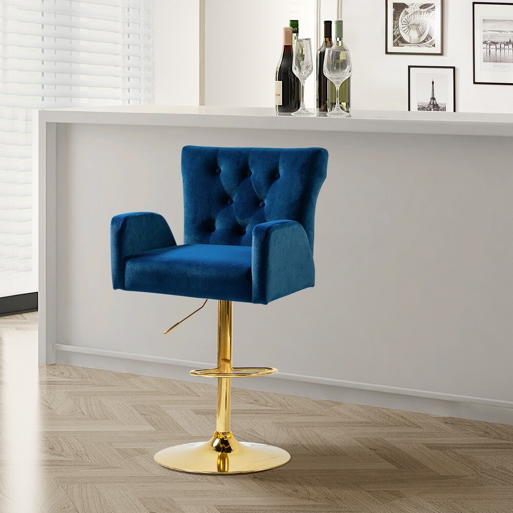 Loreto Modern Tufted Velvet Swivel chair with Adjustable Height by HULALA HOME