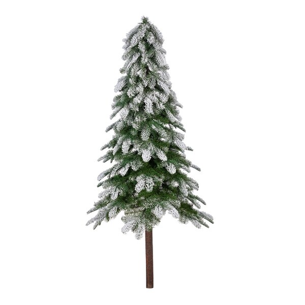 6 Foot Flocked Snowy Downswept Alpine Tree