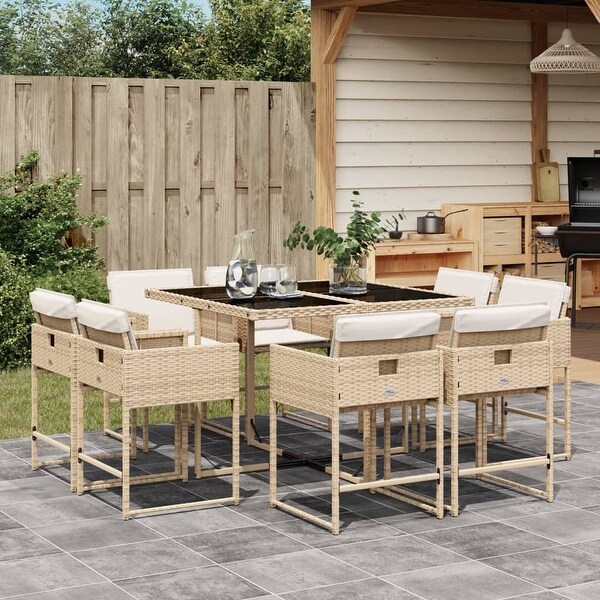 vidaX Patio Dining Set with Cushions Poly Rattan