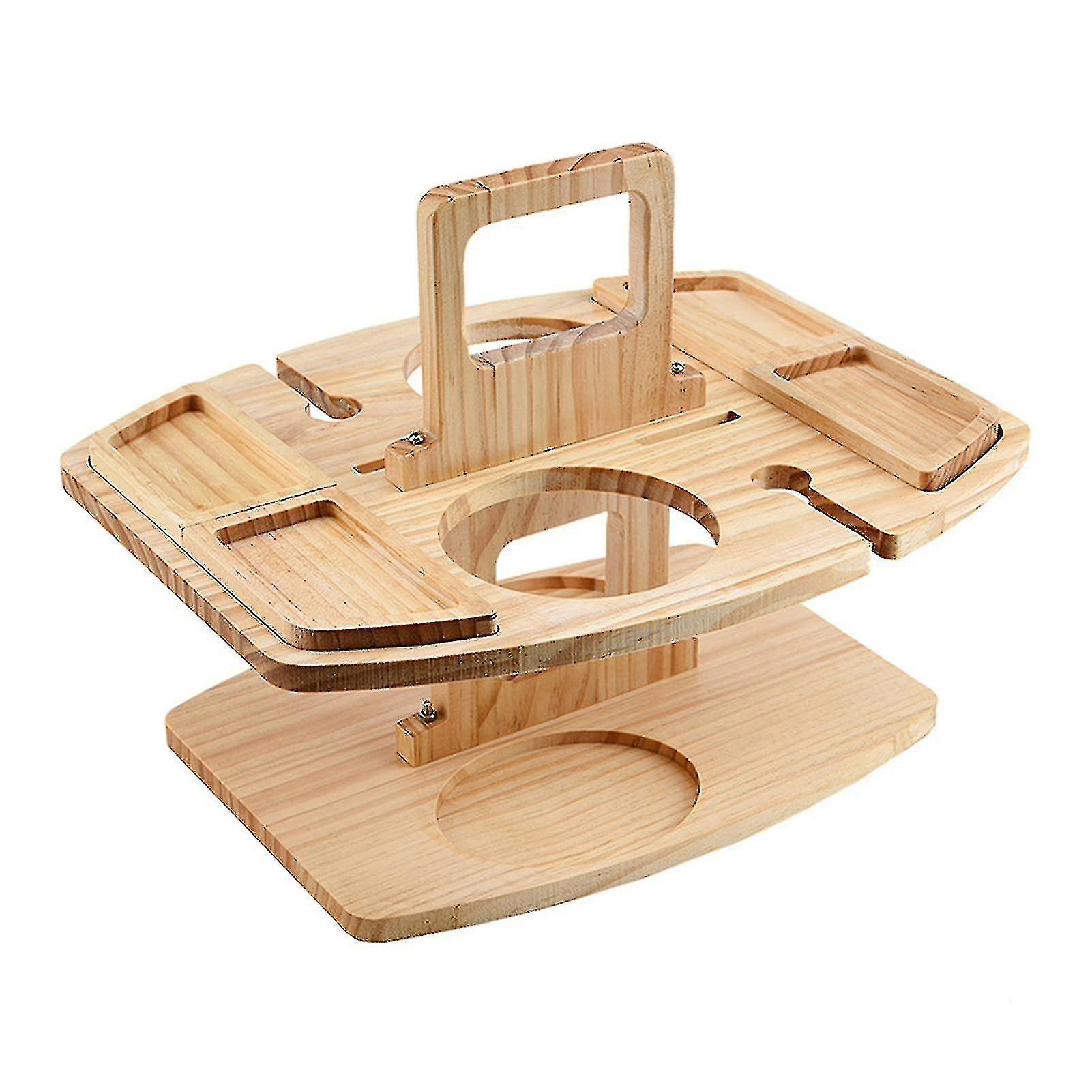 Wood Picnic Wine Holder Removable Corrosion Resistant Picnic Wine Table With Fruit Tray For Outdoor