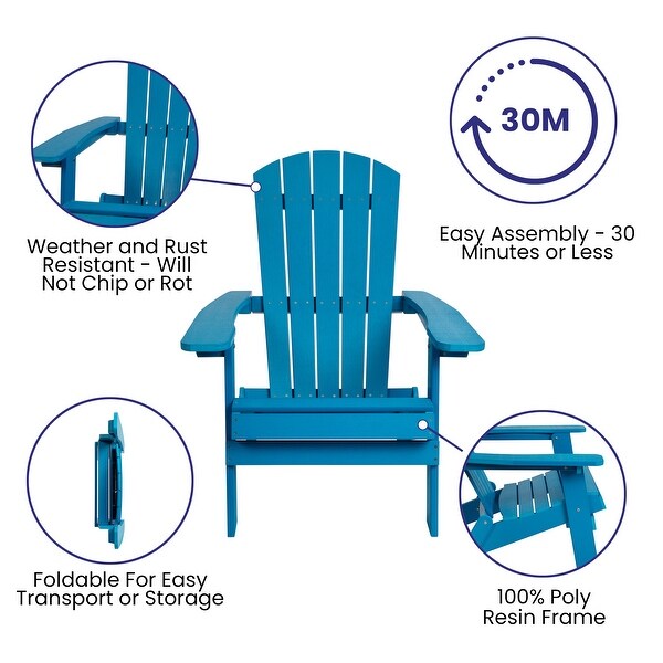 Polyresin Folding Adirondack Indoor/Outdoor Patio Chair (Set of 4)