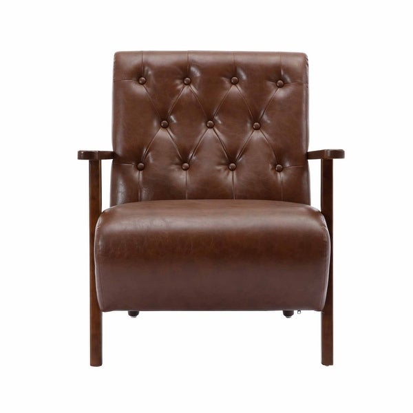 PU Leather Accent Chair Armchair Lounge Chair w/Wood Frame