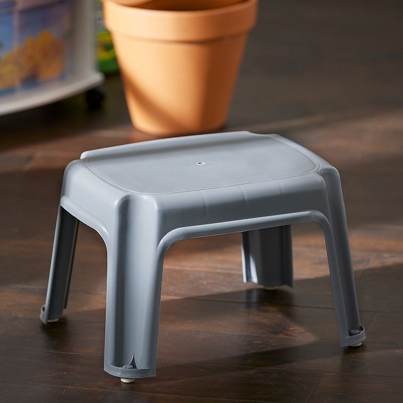 Gracious Living 9.5-Inch Sturdy Non Slip Plastic Single Level Step Stool， Grey