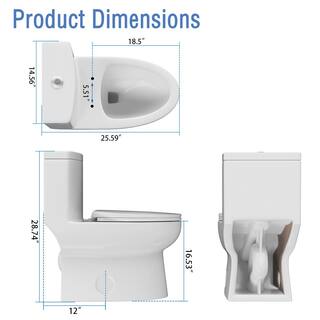 INSTER 1-piece 1.11.6 GPF Dual Flush Elongated Toilet in White Seat Included HDDZYNTL0003