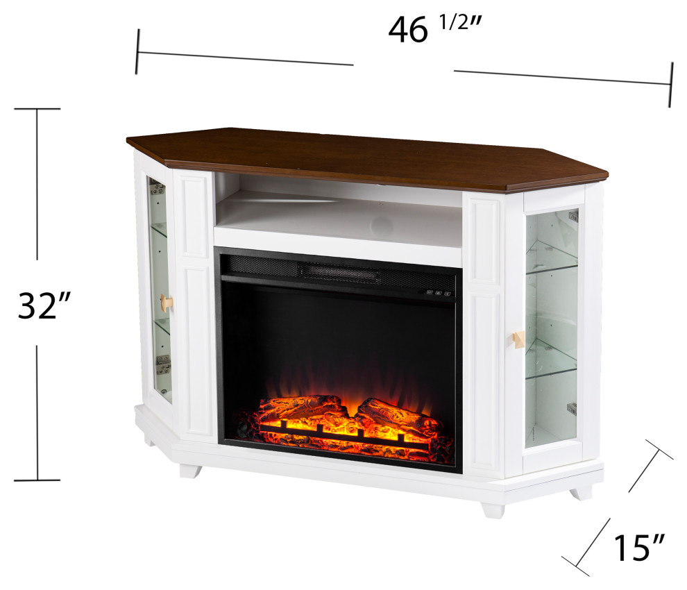Willesden Base Electric Media Fireplace With Storage   Transitional   Entertainment Centers And Tv Stands   by SEI  Houzz