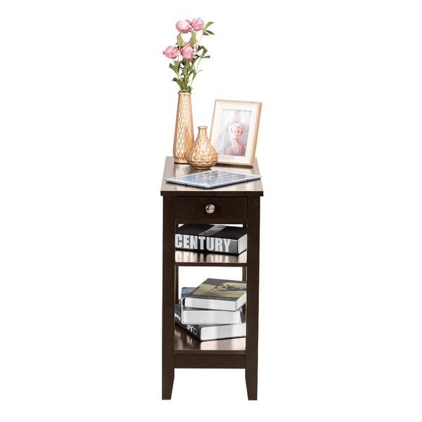 2-Layer Simple Nightstand Bedside Table with Drawers