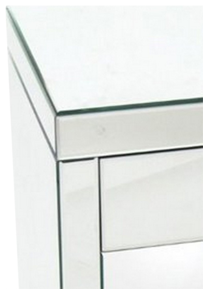 26 Inch Beveled Mirror Chest With 1 Drawer  Silver   Contemporary   Accent Chests And Cabinets   by VirVentures  Houzz