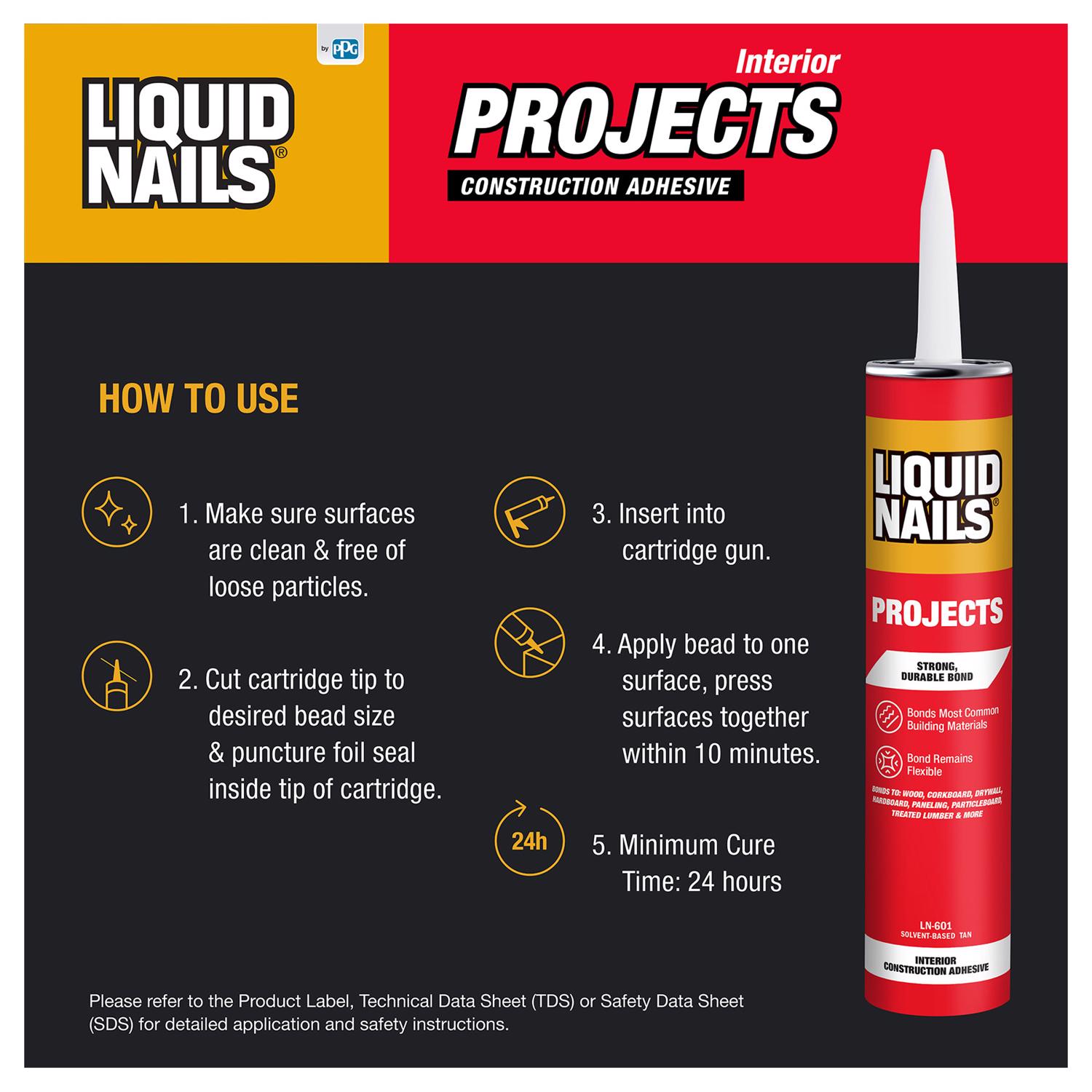 Liquid Nails Interior Projects Synthetic Rubber Construction Adhesive 10 oz