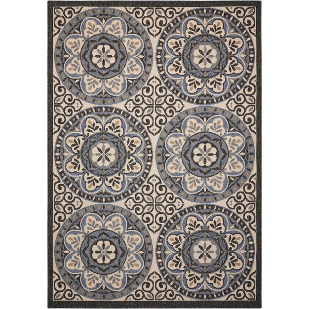 Nourison Caribbean Crb15 Ivory charcoal Indoor outdoor Area Rug