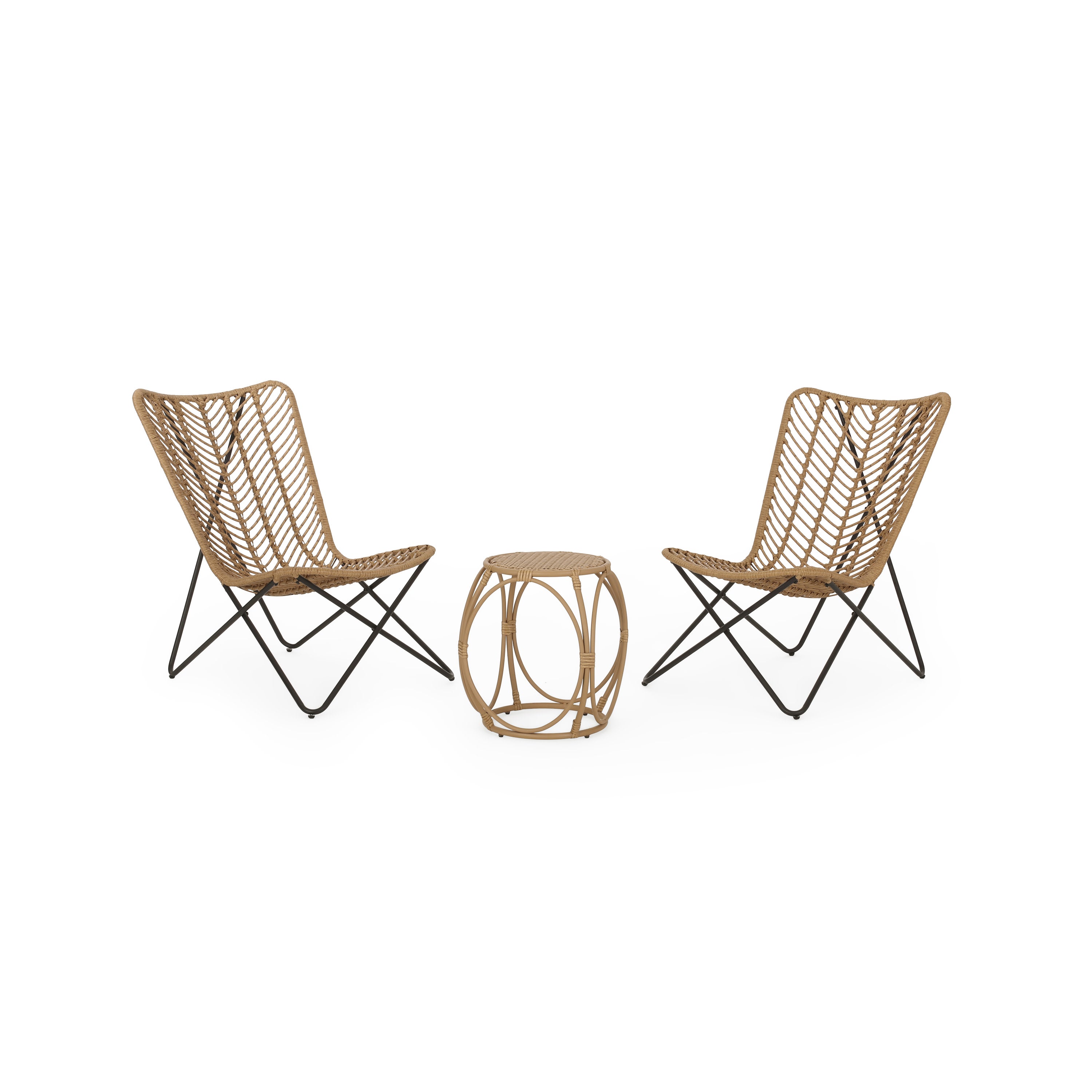 Juan Outdoor Wicker 3 Piece Chat Set