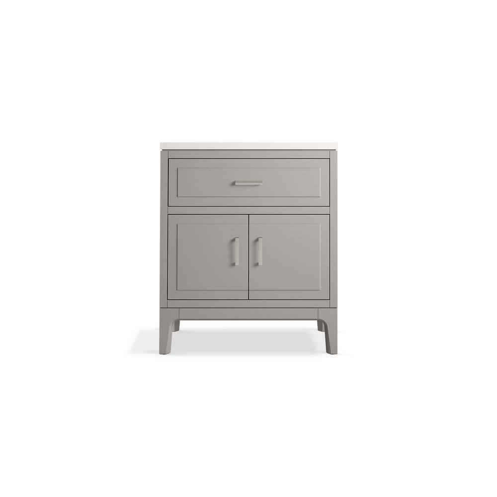 KOHLER Seer 30.125 in. W x 18.0625 in. D x 35.8125 in. H Bathroom Vanity in Mohair Grey with Quartz Top K-33552-ASB-1WT