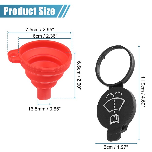 Unique Bargains Windshield Washer Fluid Reservoir Bottle Tank Cap With Rubber Water Funnel Set For Buick Encore Black Red