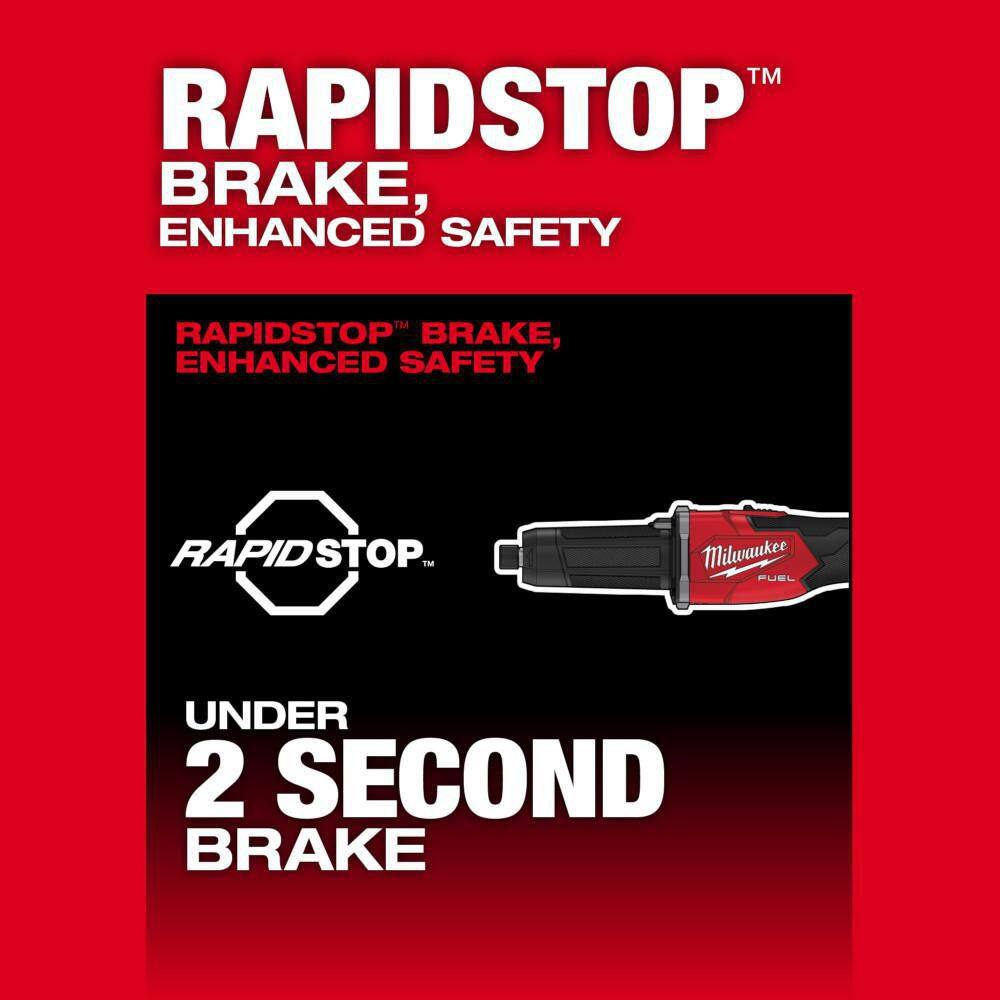 MW M18 FUEL 18V Lithium-Ion Brushless Cordless 14 in. Braking Die Grinder Slide Switch wM18 38 in. Impact Wrench 2939-20-2854-20