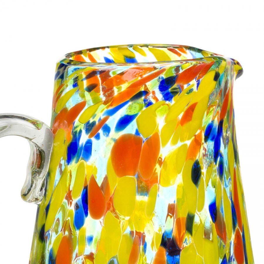 Amici Home Authentic Mexican Glassware Carnaval Pitcher   6.25\