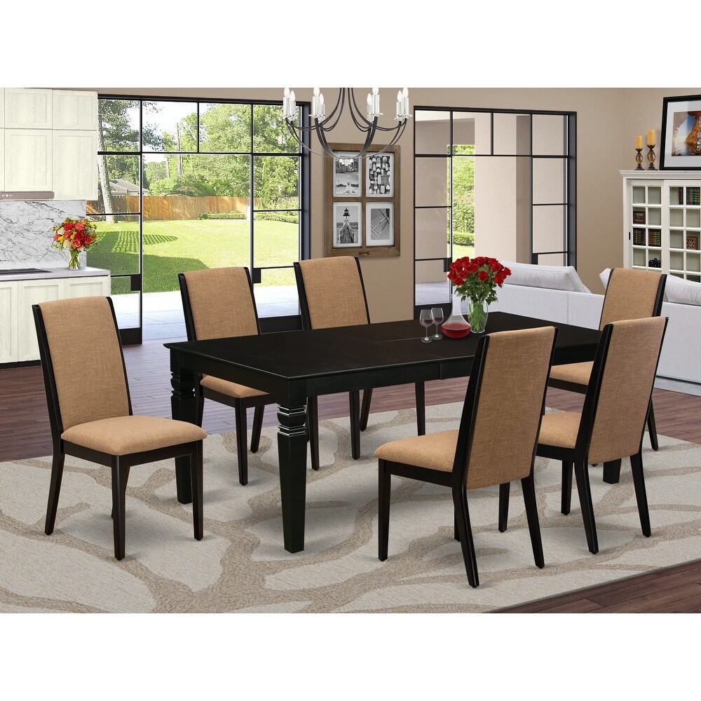 East West Furniture 7 Piece Dinette Set  a Rectangle Dining Table and 6 Parson Dining Chairs  (Finish Options)