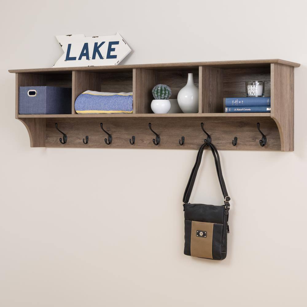 Prepac Drifted Gray Wall Mounted Coat Rack DEC-6016