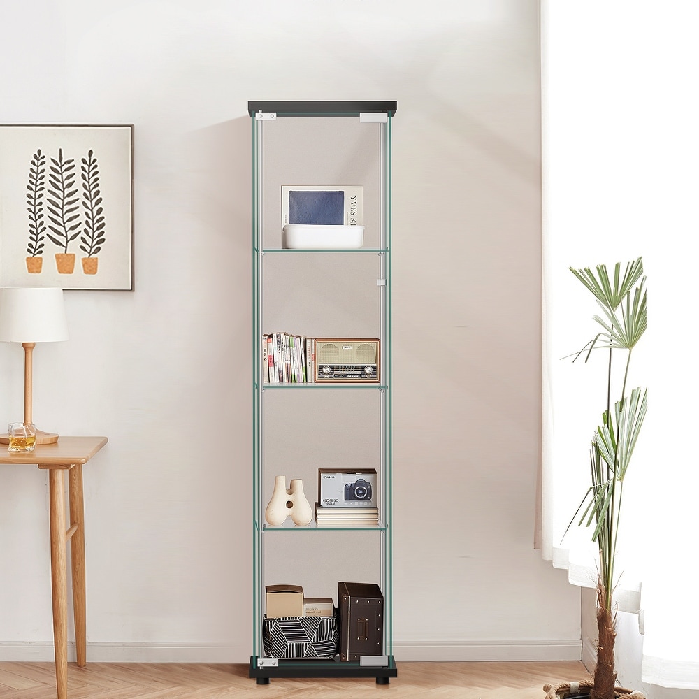 Tempered Glass Bookshelf Curio Display Cabinet