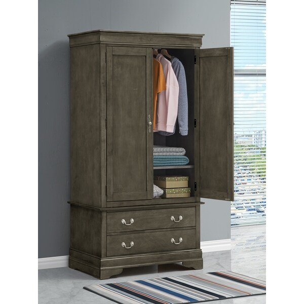 LYKE Home Anabelle Gray Armoire - 78