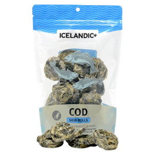 Icelandic+ Dehydrated Cod Skin Rolls Dog Treats， 3 oz