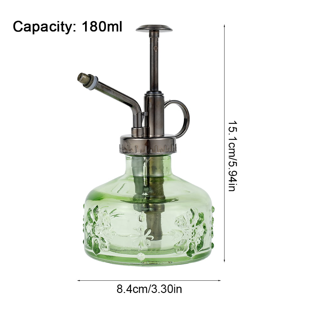 Harupink Glass Watering Spray Bottle 180 ml Transparent Plant Mister Spray Bottle One Hand Small Watering Can Vintage Plant Spritzer Glass Plant Atomizer Sprayer with Plastic Top Pump