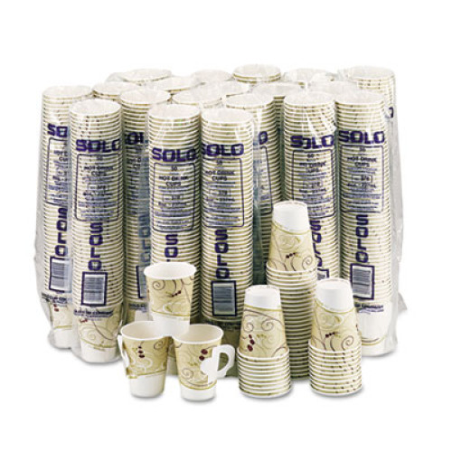 Dart Hot Cups， w/Paper Handle， Symphony Design， 8oz， Beige， 1000/Carton (378HSMSYM)