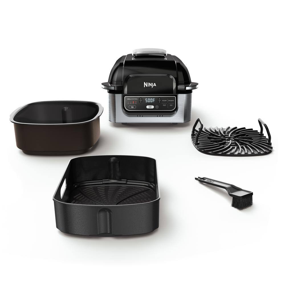 NINJA Foodi 5-in-1 Indoor Grill with 4 Qt. Air Fryer Roast Bake Dehydrate and Cyclonic Grilling (AG301) AG301