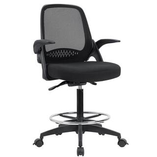 LACOO Black Drafting Chair Tall Office Chair Executive Standing Desk Chair with Lockable Wheels and Adjustable Footrest Ring T-OCNC87SS0