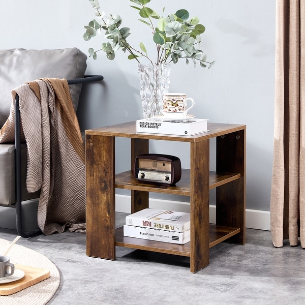 Square Side Table， 3-tier End Table