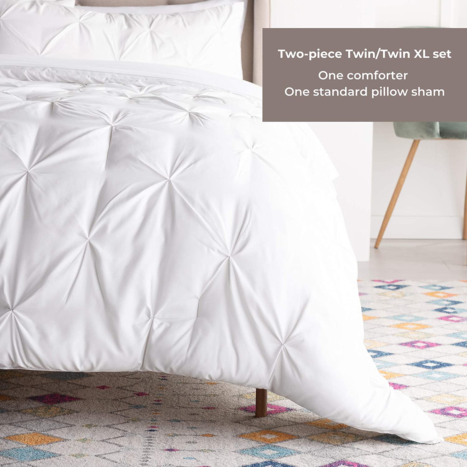 All-Season Quilted Comforter - Corner Duvet Tabs - Hypoallergenic - Plush Microfiber Fill - Machine Washable - Duvet Insert