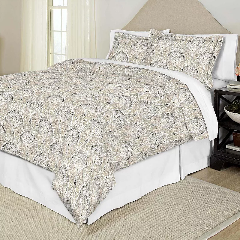 Pointehaven Cedar Printed Percale Duvet Cover Set