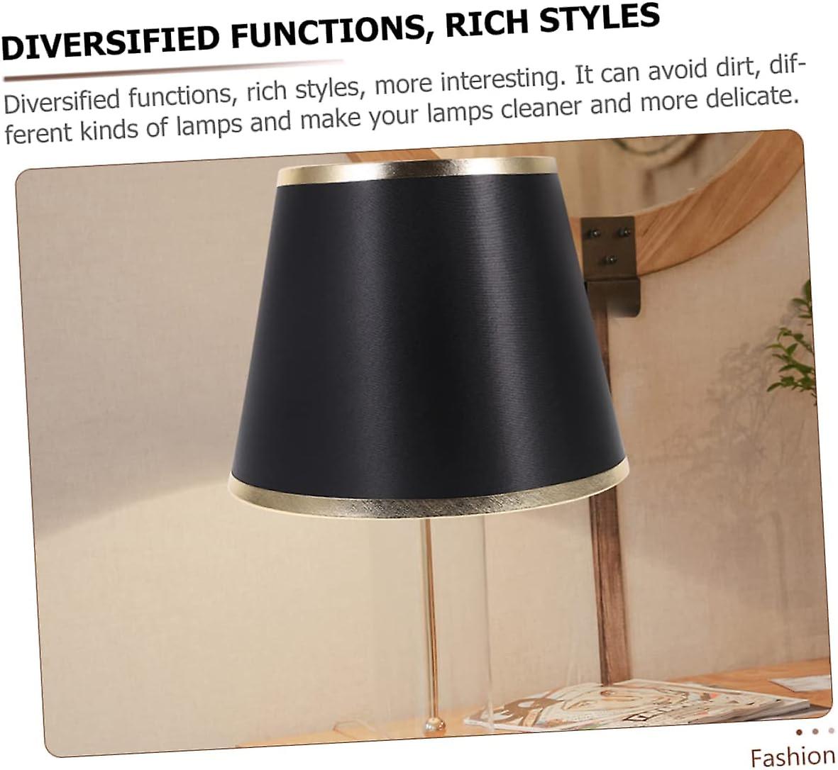 Small Black Fabric Lampshade for Table Lamps - Round Barrel Design